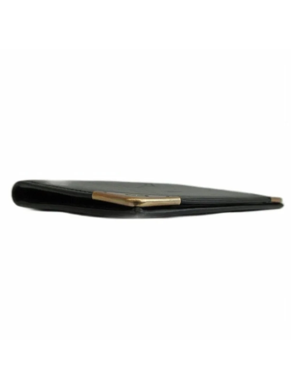 Gucci Vintage Card Case Business Bifold Leather Interlocking G Gold Black